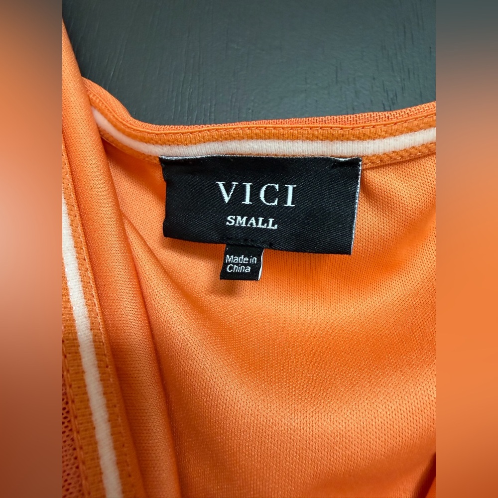 Vici Strapless Orange and Red Ombre Midi Dress - Picture 6 of 7